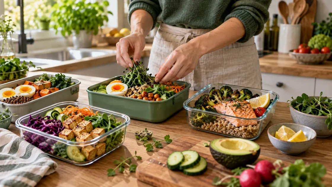 2 Wochen Diätplan ohne Kohlenhydrate – wiederverwendbare Lunchboxen mit Gemüse und verschiedenen Eiweißquellen.
