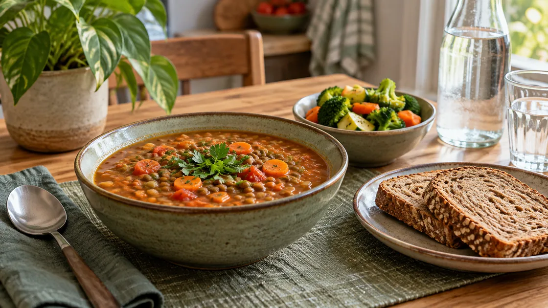 antioxidantien lebensmittel – Linsensuppe mit Gemüse und Vollkornbrot