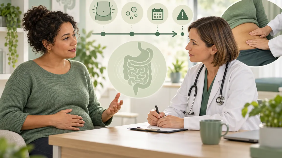 Aufgeblähter Bauch Hausmittel – ruhiges Gespräch über anhaltende Beschwerden und medizinische Warnzeichen.