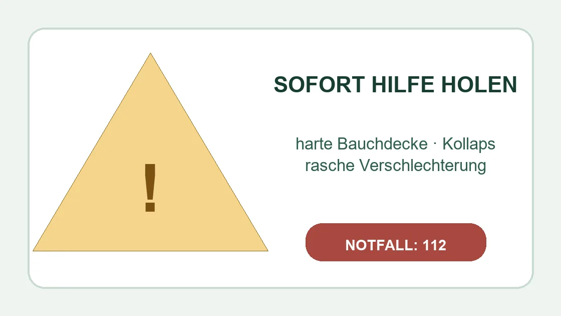 Blinddarmreizung wann ins Krankenhaus – harte Bauchdecke, Kollaps und rasche Verschlechterung.