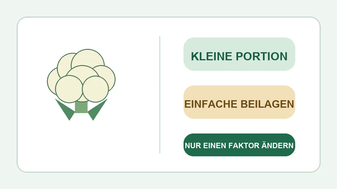 Blumenkohl Blähungen – kleine Portion und einfache Beilagen für einen Vergleich.