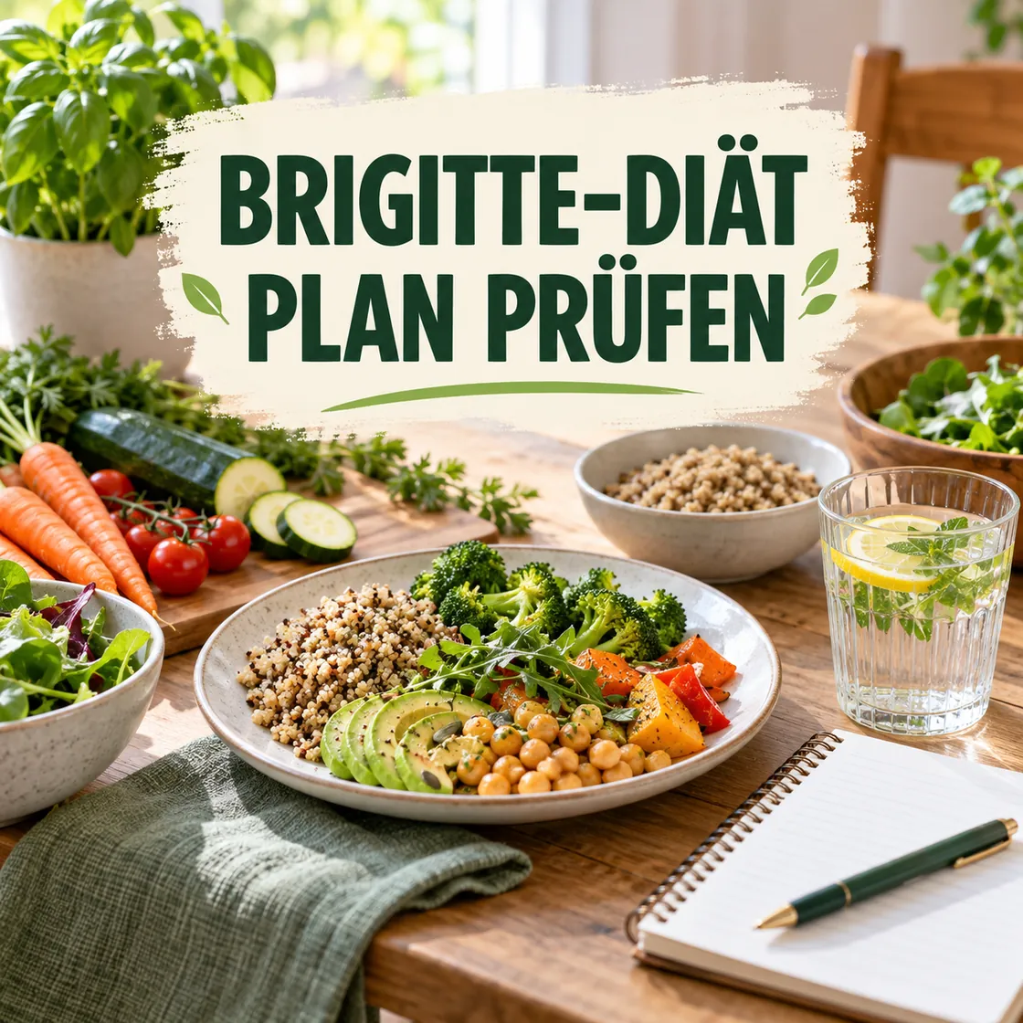Brigitte Diät – ausgewogene Mahlzeiten und ein Wochenplan zur sachlichen Prüfung des Konzepts.