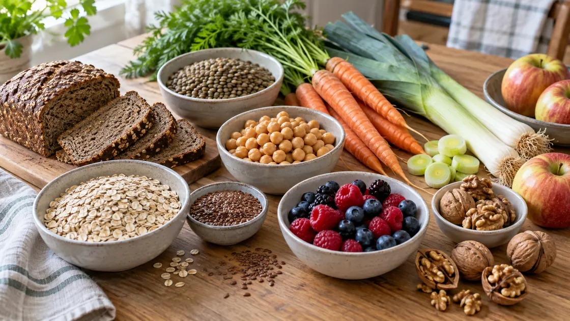 Darmbakterien aufbauen – vielfältige Vollkornprodukte, Hülsenfrüchte, Gemüse, Obst und Nüsse.