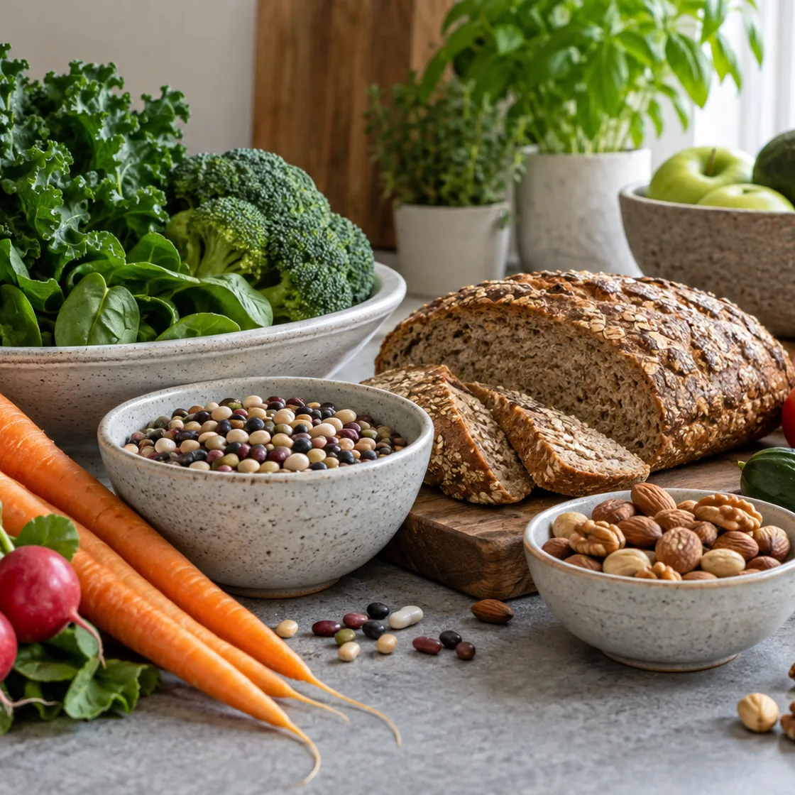 dash diät – Gemüse, Vollkorn, Hülsenfrüchte und ungesalzene Nüsse
