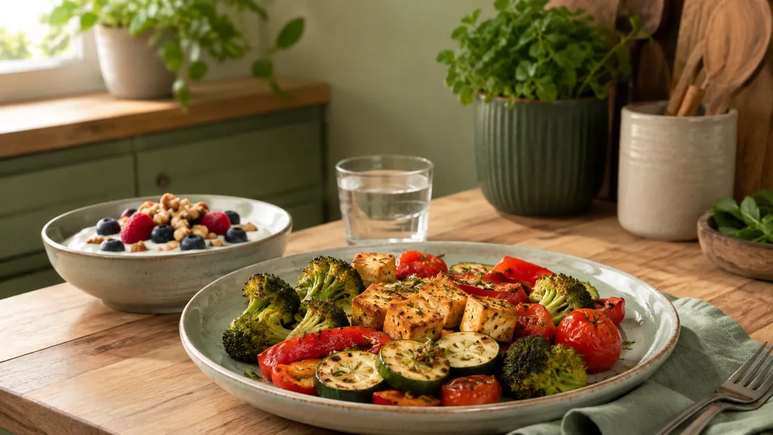 Diät ohne Kohlenhydrate – Gemüsepfanne und Salat als Beispiele für kohlenhydratreduzierte Mahlzeiten.