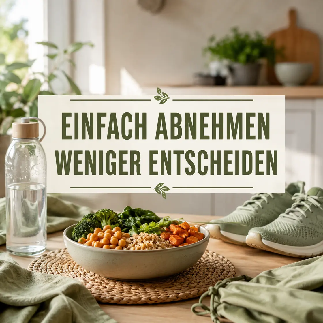 Einfach abnehmen – vorbereitete Mahlzeit, Wasser und Schuhe neben dem Hinweis weniger entscheiden.