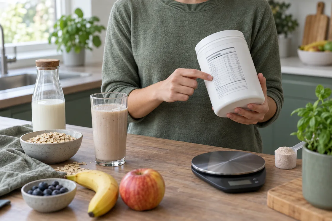 FitLine abnehmen – Nährwerte einer neutralen Shake-Dose mit Milch und Portionswaage prüfen