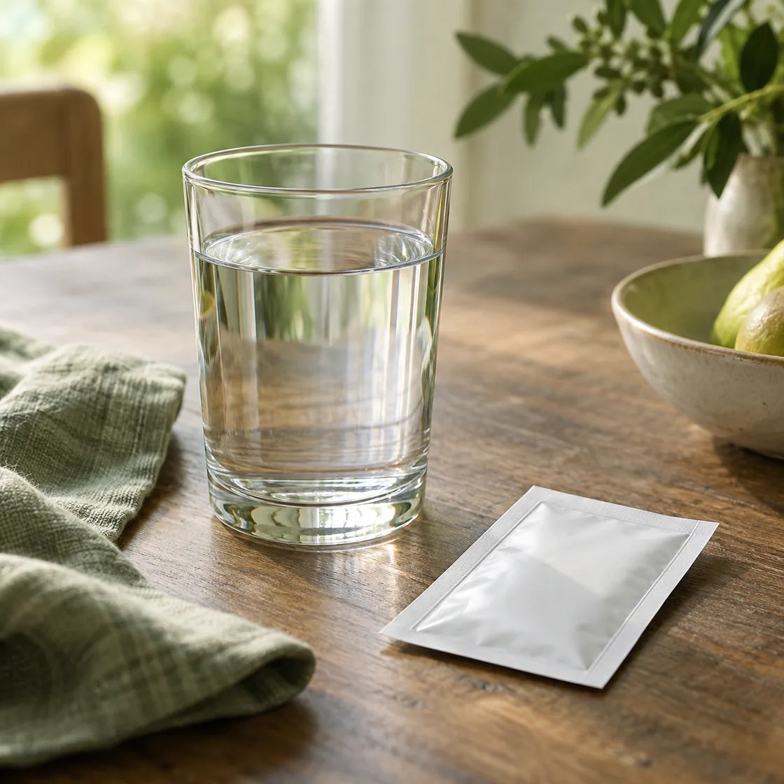 flohsamenschalen durchfall – Wasser und Elektrolytlösung auf einem Tisch