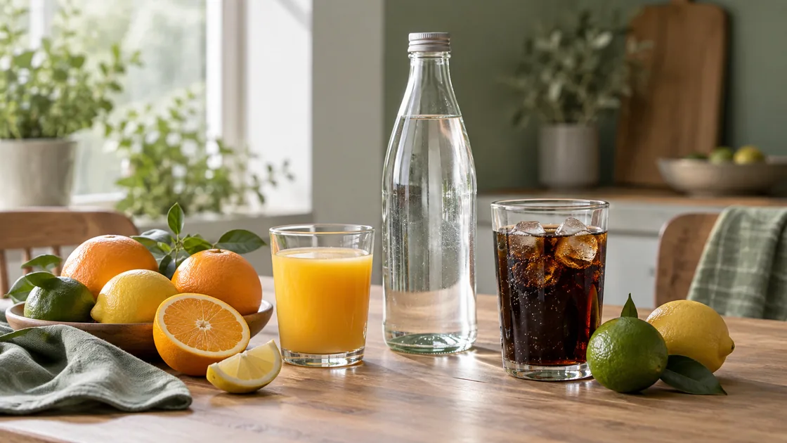 Fruchtzucker: Wasser, Saft und süßes Getränk im Vergleich