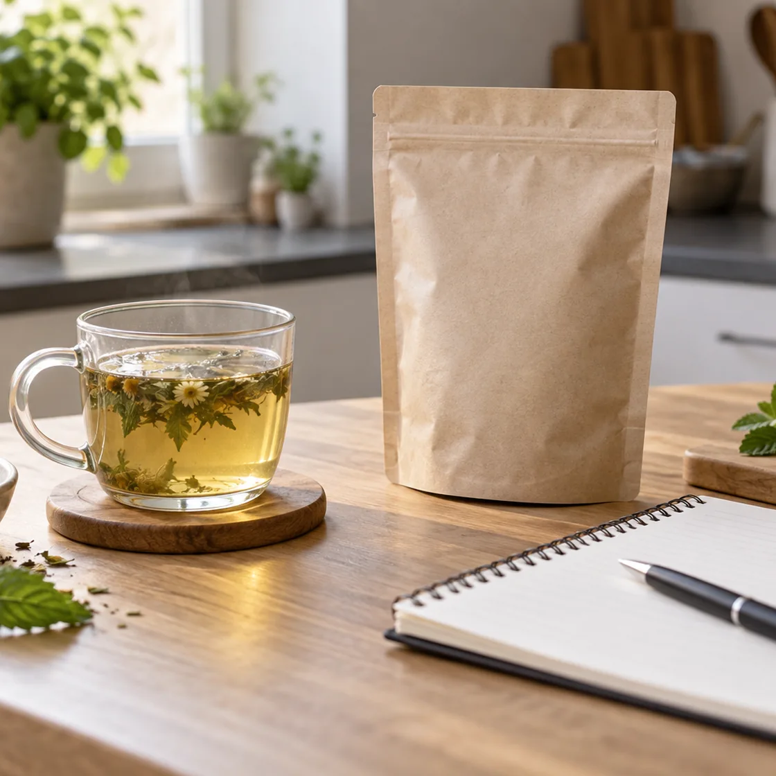 grüner stuhlgang entgiftung – Kräutertee und Produktpackung ohne Heilsversprechen