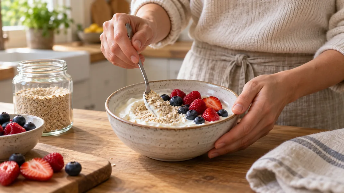 Haferkleie gesund: kleine Menge im Joghurt mit Beeren