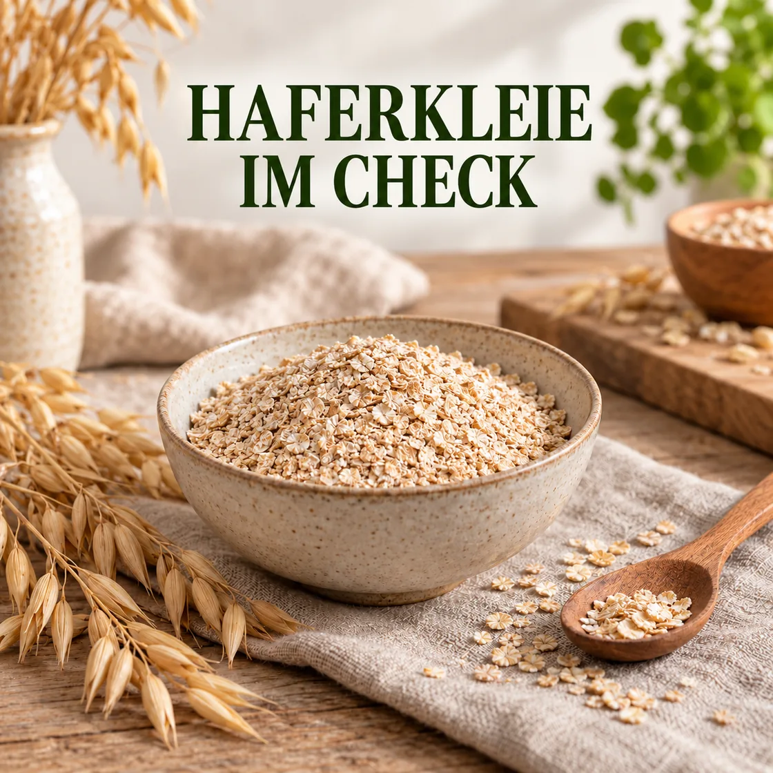 Haferkleie gesund: Schale mit Haferkleie und deutschem Titel