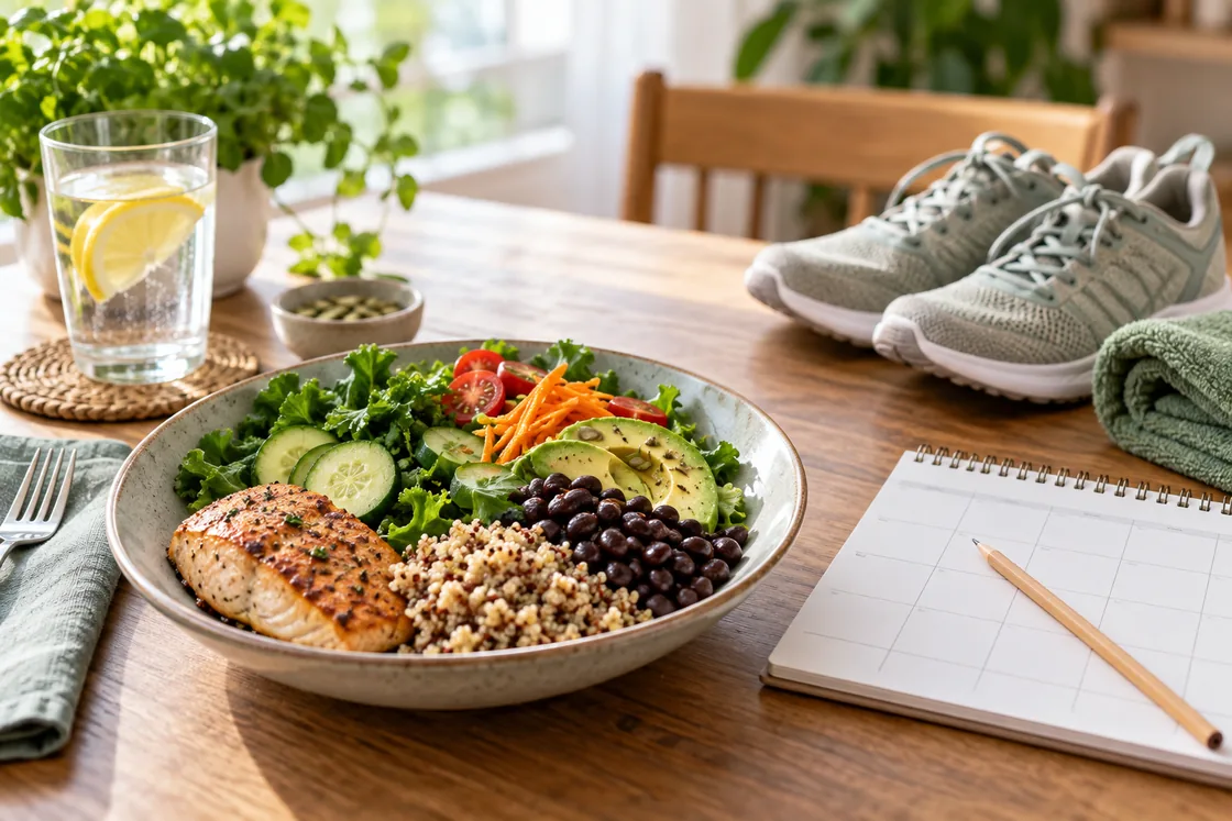 HCG Diät Alternative mit ausgewogener Mahlzeit, Bewegung und Wochenplanung