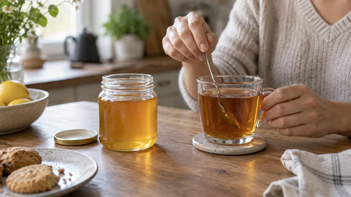Honig gesund: eine kleine Menge Honig im Tee