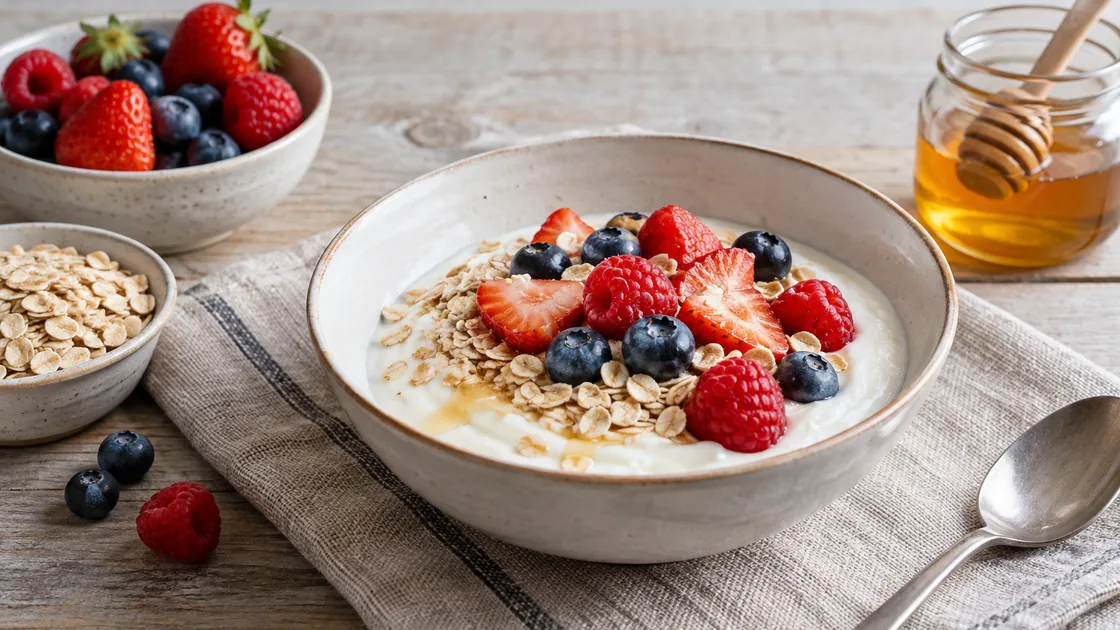 Honig gesund: Joghurt mit Beeren, Hafer und wenig Honig