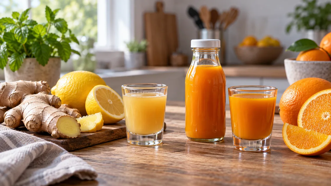 Ingwer Shot gesund vergleichen: helle Ingwermischung und saftbetonte Variante