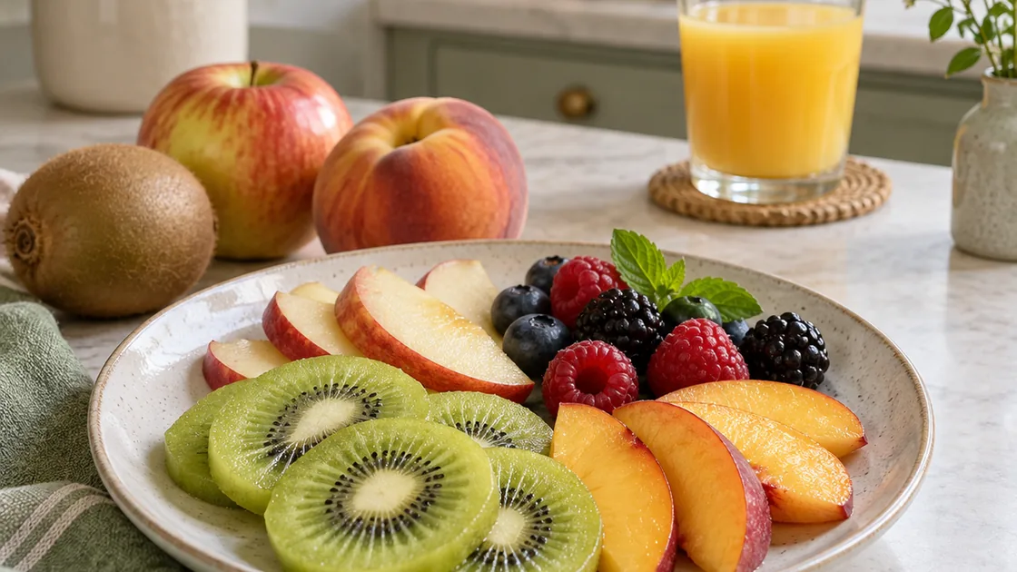 Kalorienarmes Obst: Obstportion auf einem Teller