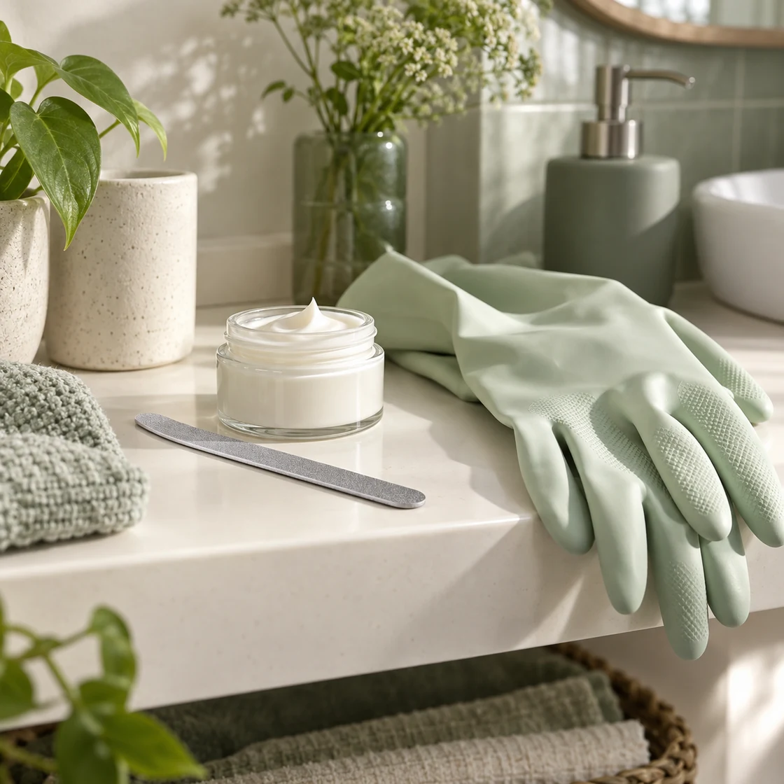 längsrillen fingernägel darm – milde Handcreme, feine Feile und Schutzhandschuhe