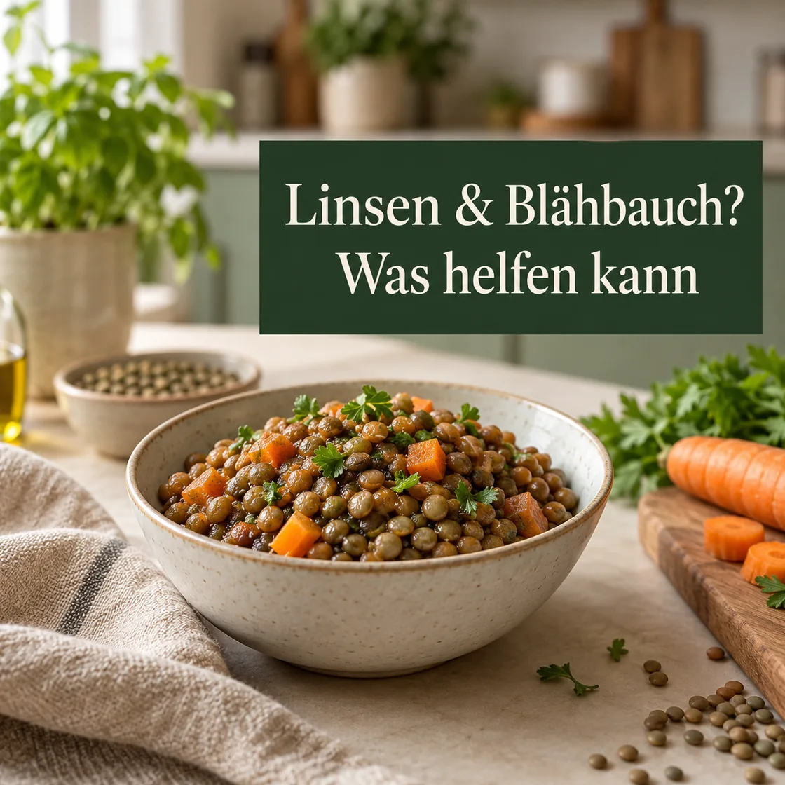 linsen blähungen – Linsenportion mit der Frage nach verträglicher Zubereitung
