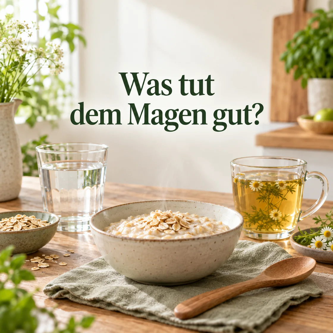magenschleimhautentzündung ernährung – Haferbrei, Wasser und Tee mit Frage zur Magenverträglichkeit