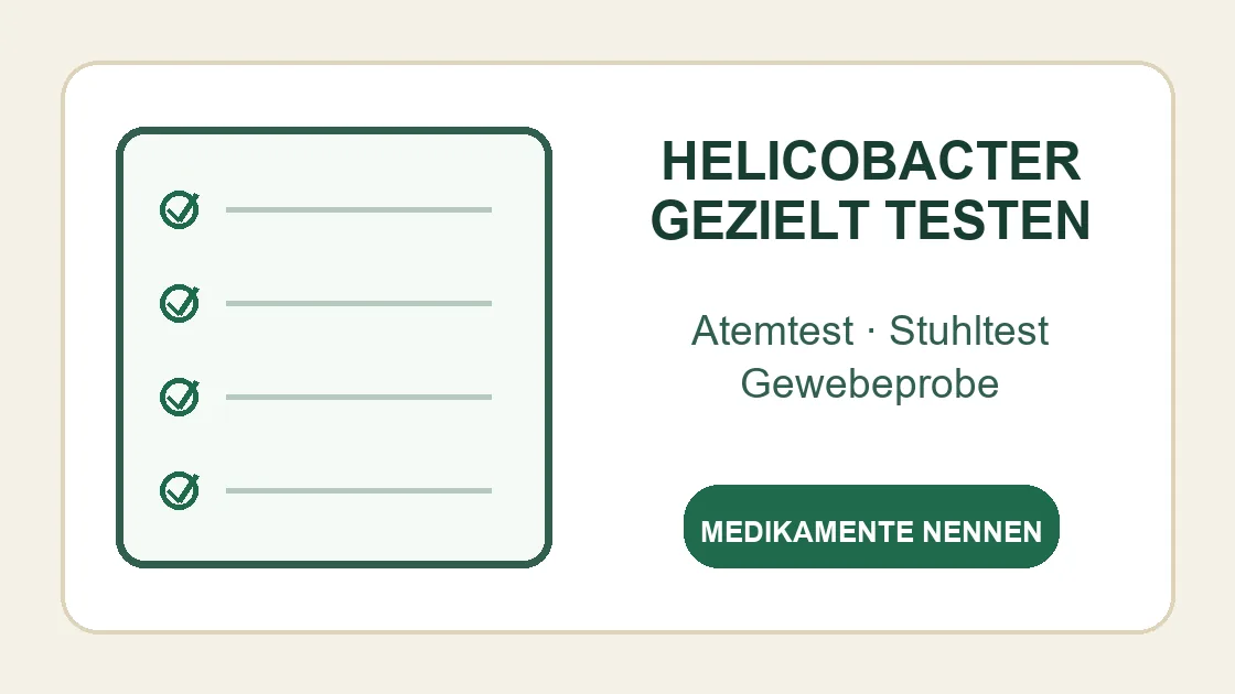 Magenschmerzen bei leerem Magen – Helicobacter gezielt mit Atemtest, Stuhltest oder Gewebeprobe prüfen.