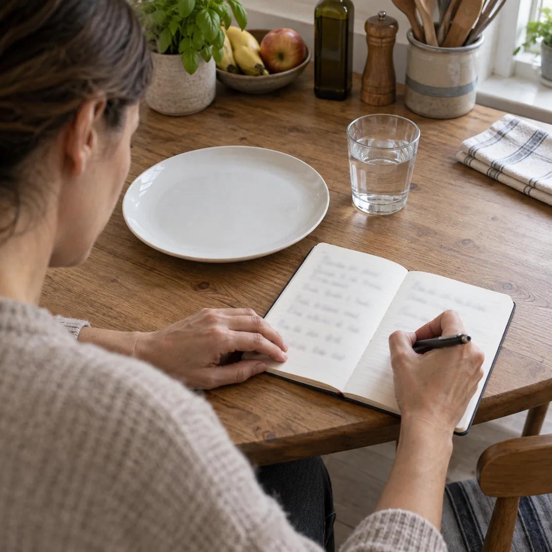magenschmerzen hausmittel – private Notizen zu Essen und Beschwerden im Heft