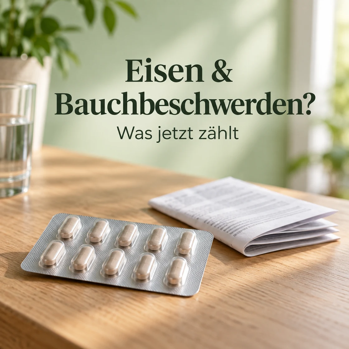 nebenwirkungen eisentabletten – geschlossene Medikamentenpackung mit redaktioneller Frage