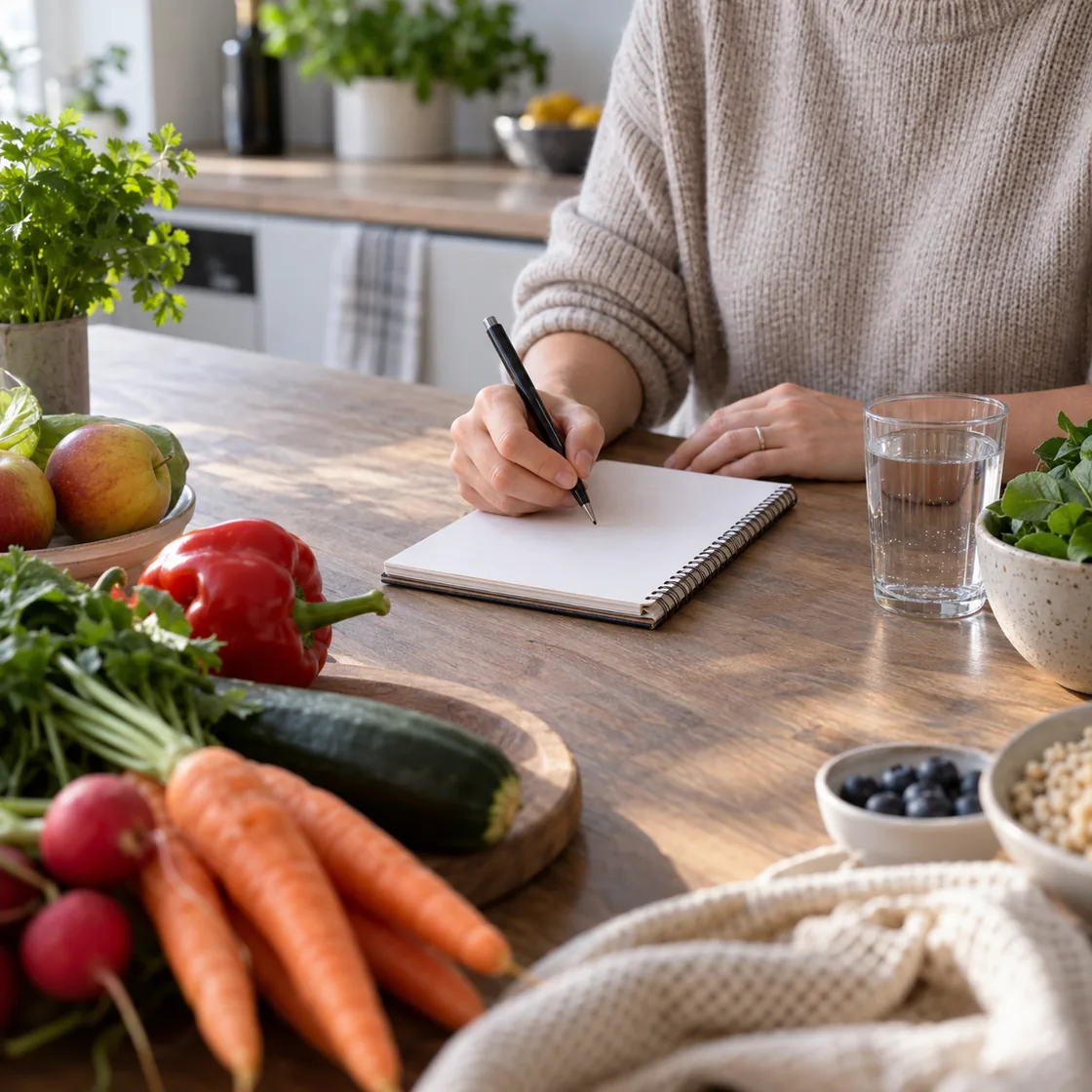 paleo diät – Mahlzeitenplanung am Küchentisch