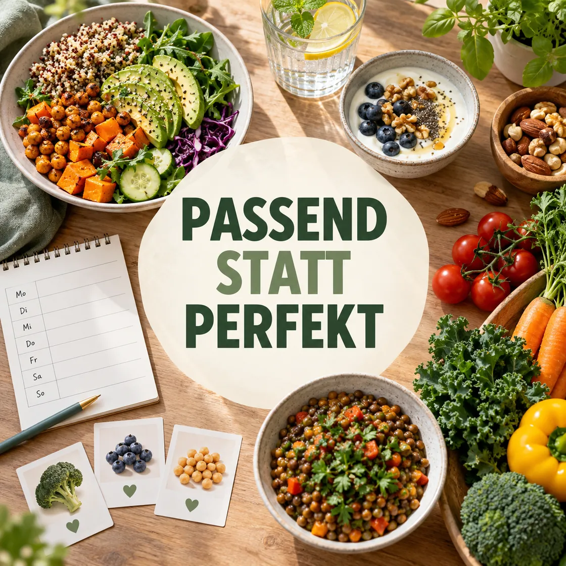 Personalisierte Ernährung – abwechslungsreiche Lebensmittel und Wochenplan für passende Alltagsentscheidungen.