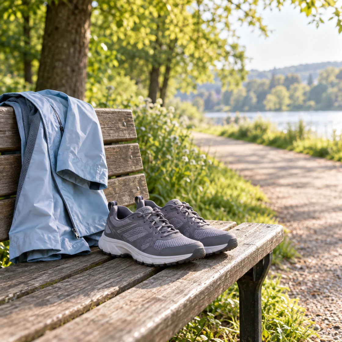 saxenda abnehmen – Schuhe und Jacke für einen Spaziergang im Park