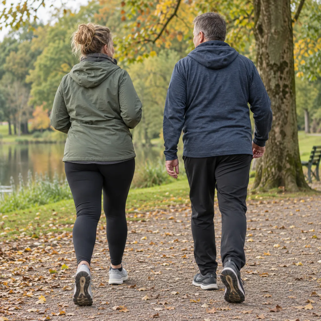 schüssler salze abnehmen – zwei Personen beim Gehen im Park