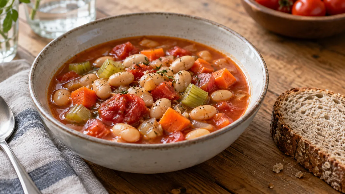 Staudensellerie gesund: Bohneneintopf mit Sellerie, Möhren und Tomaten