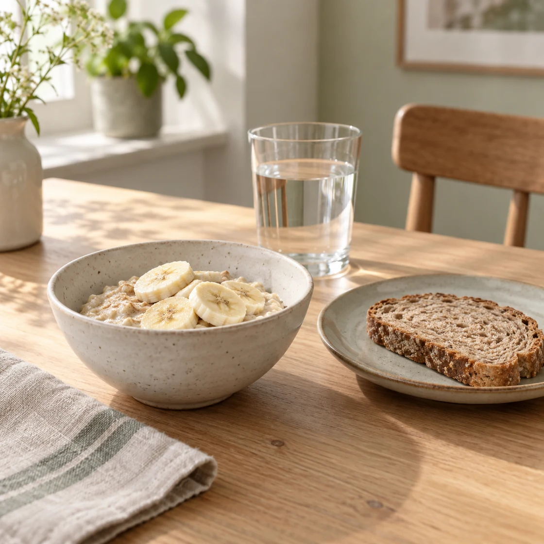 stechende schmerzen oberbauch schwangerschaft – kleine Hafermahlzeit, Brot und Wasserglas