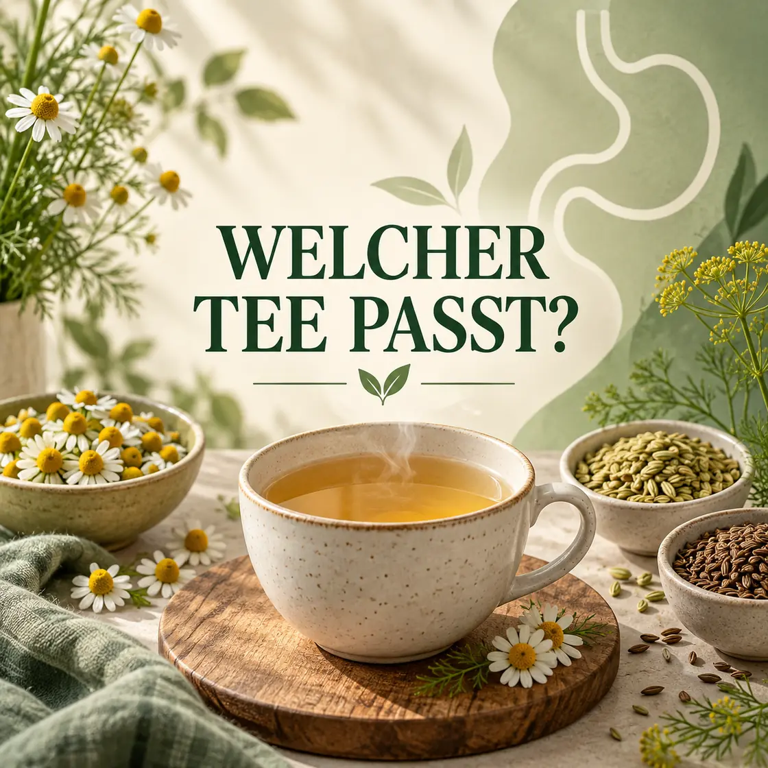 Tee gegen Magenschmerzen – Kräutertee mit Kamille, Fenchel und Kümmel sowie dem Hinweis Welcher Tee passt?