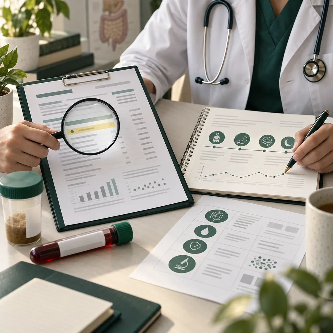 Undichter Darm – Laborbefund und Symptomverlauf werden vor einer Diagnose gemeinsam geprüft.