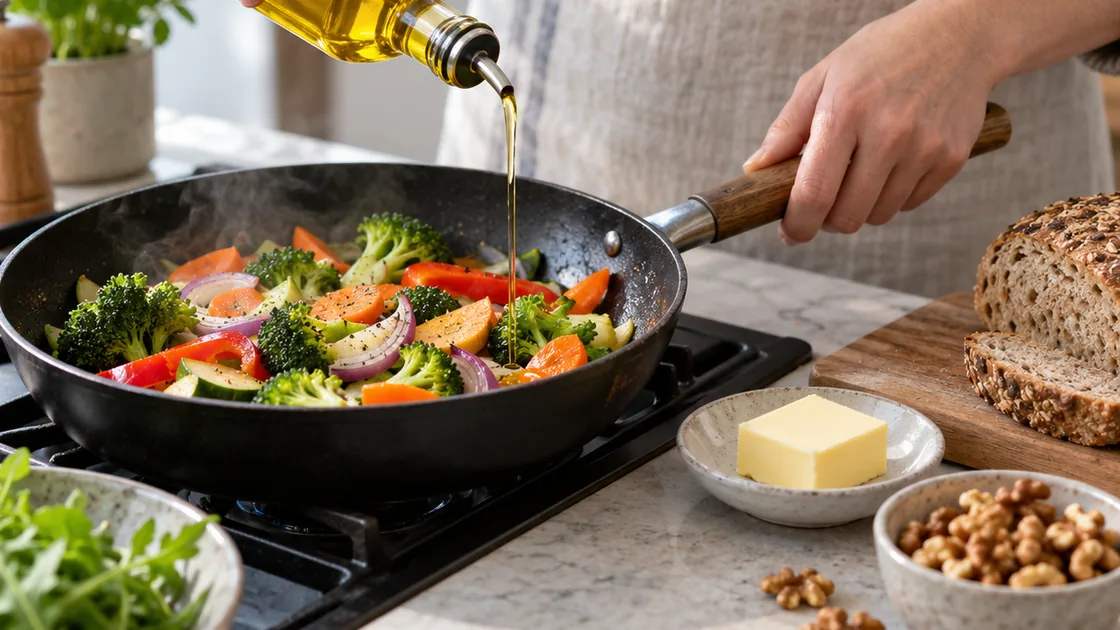 Ungesättigte Fettsäuren beim Kochen: Gemüse mit Pflanzenöl statt Butter zubereiten