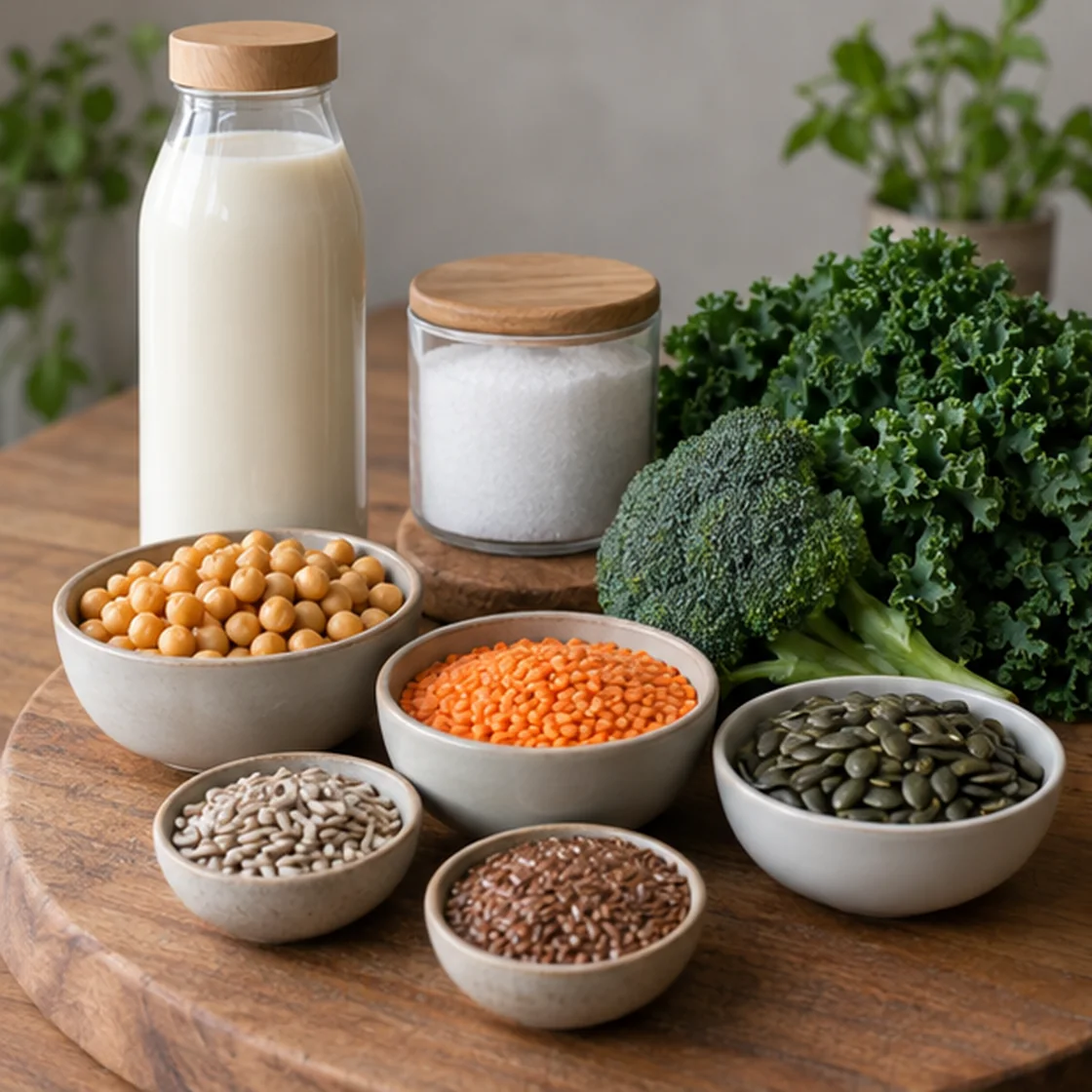 Vegane Ernährungspyramide – Pflanzendrink, Jodsalz, Hülsenfrüchte, Samen und Gemüse