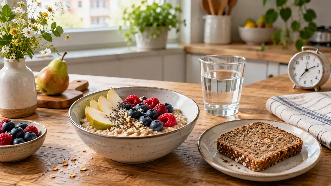 Verdauung ankurbeln – Haferflocken, Vollkornbrot und Wasser für einen regelmäßigen Morgen.