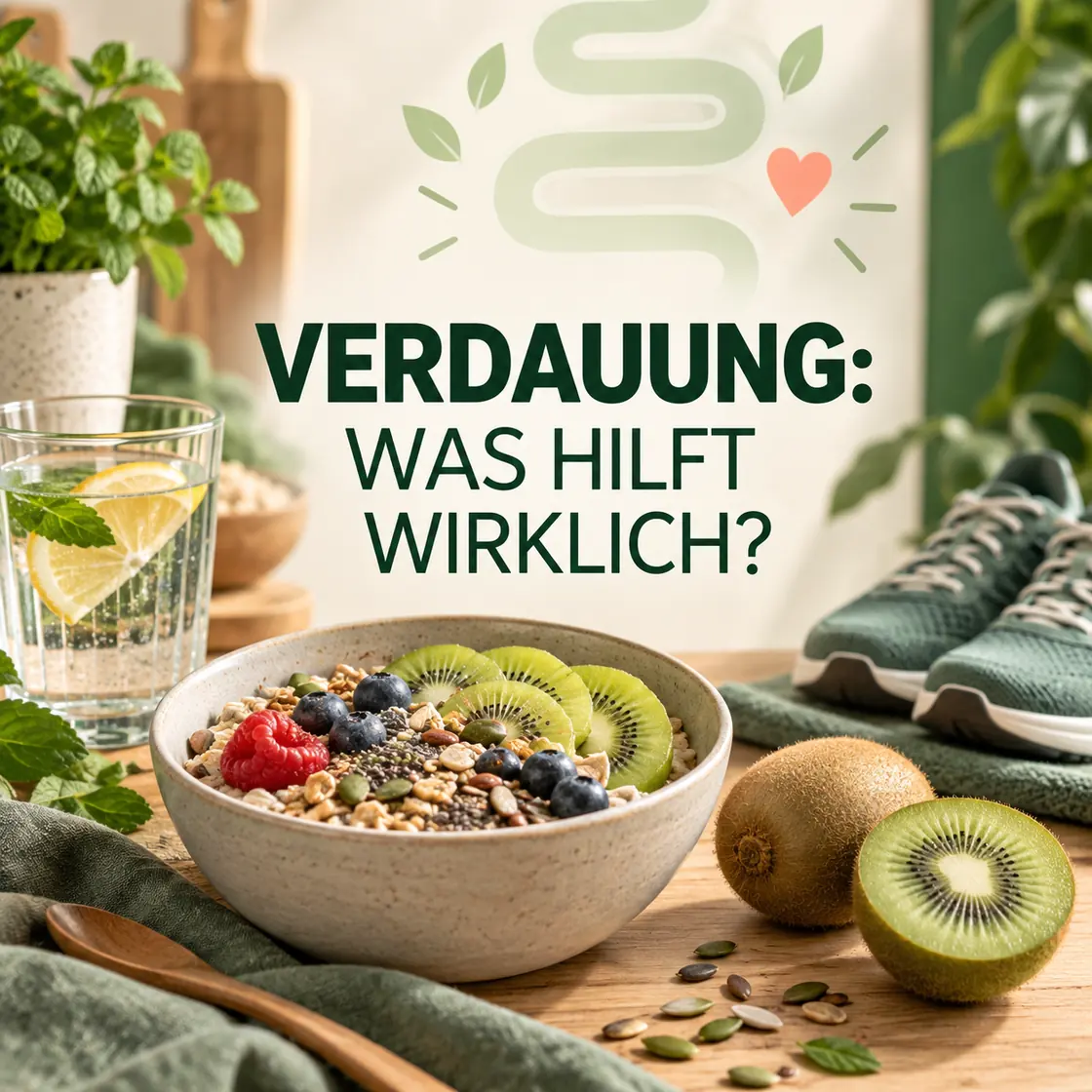Verdauung ankurbeln – Frühstück, Kiwi, Wasser und Bewegung mit der Frage, was wirklich hilft.
