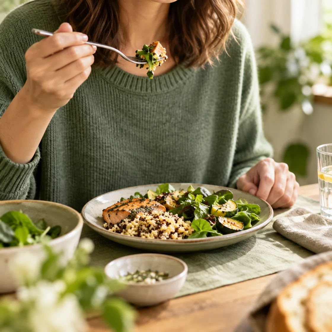 verdauung – Mensch am Tisch vor einer Mahlzeit