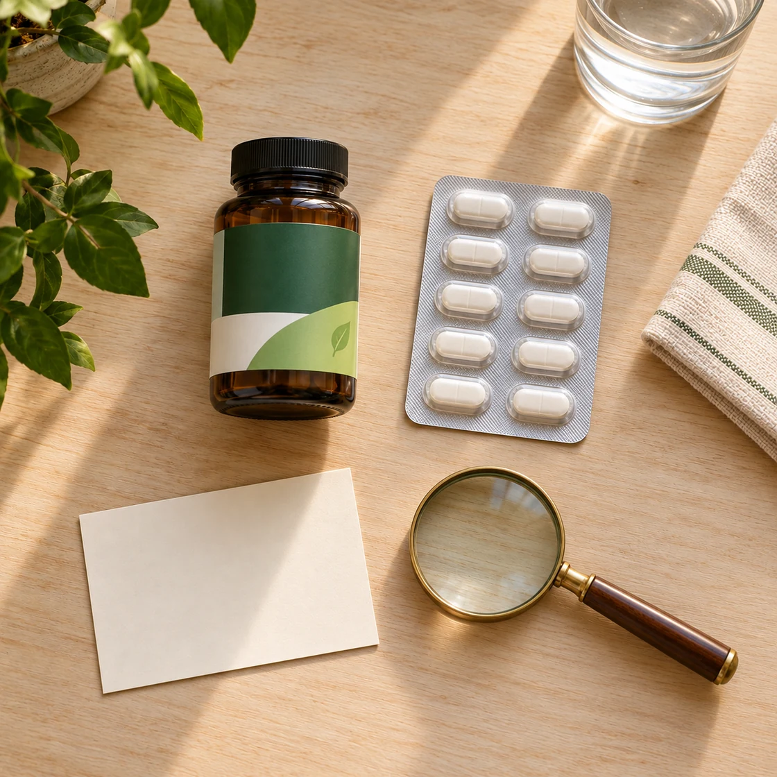 zu viel zink: geschlossene Produktpackung, intakter Blister und vollständig sichtbare Lupe