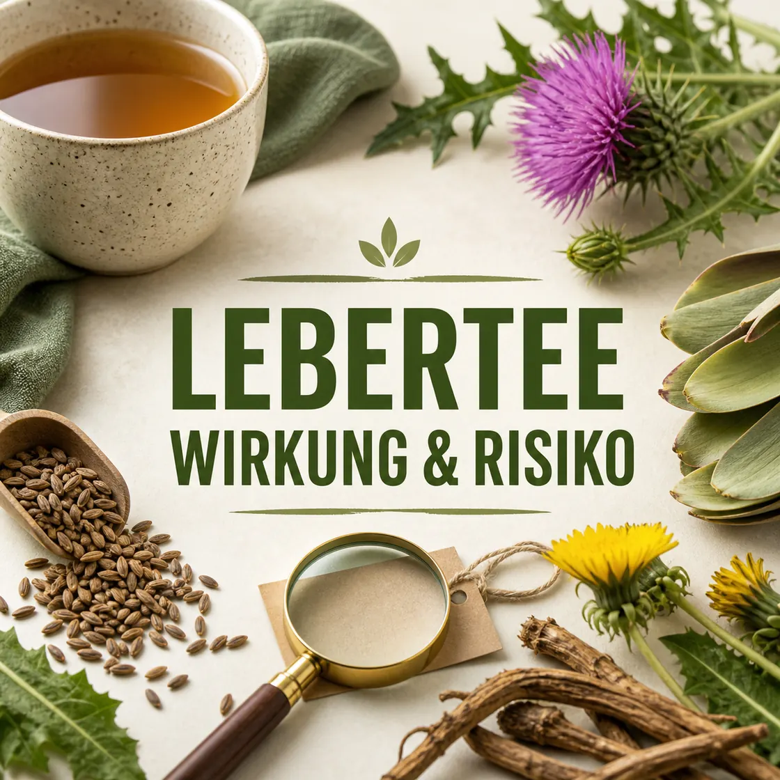 Leber entgiften Tee – Tasse, Mariendistel, Löwenzahn und Artischocke beim neutralen Wirkungs- und Risikocheck.