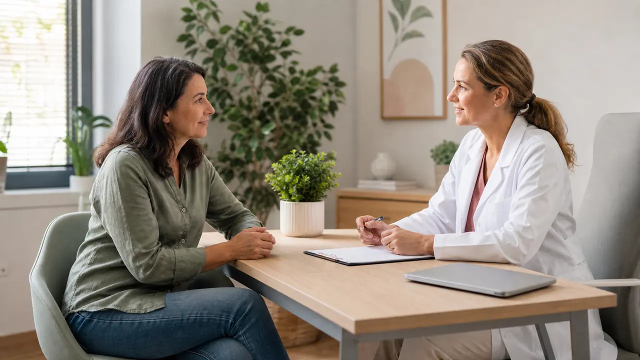 Ärztin im Gespräch mit einer Patientin zum Thema „Leber entgiften in 3 Tagen“.