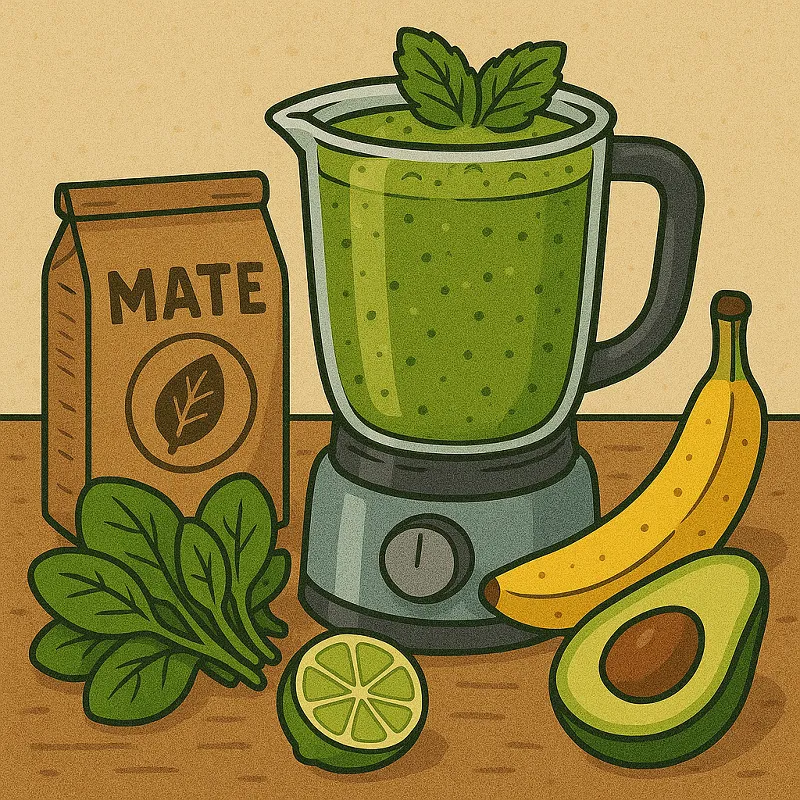 Grüner Smoothie mit Spinat, Avocado und Mate-Tee